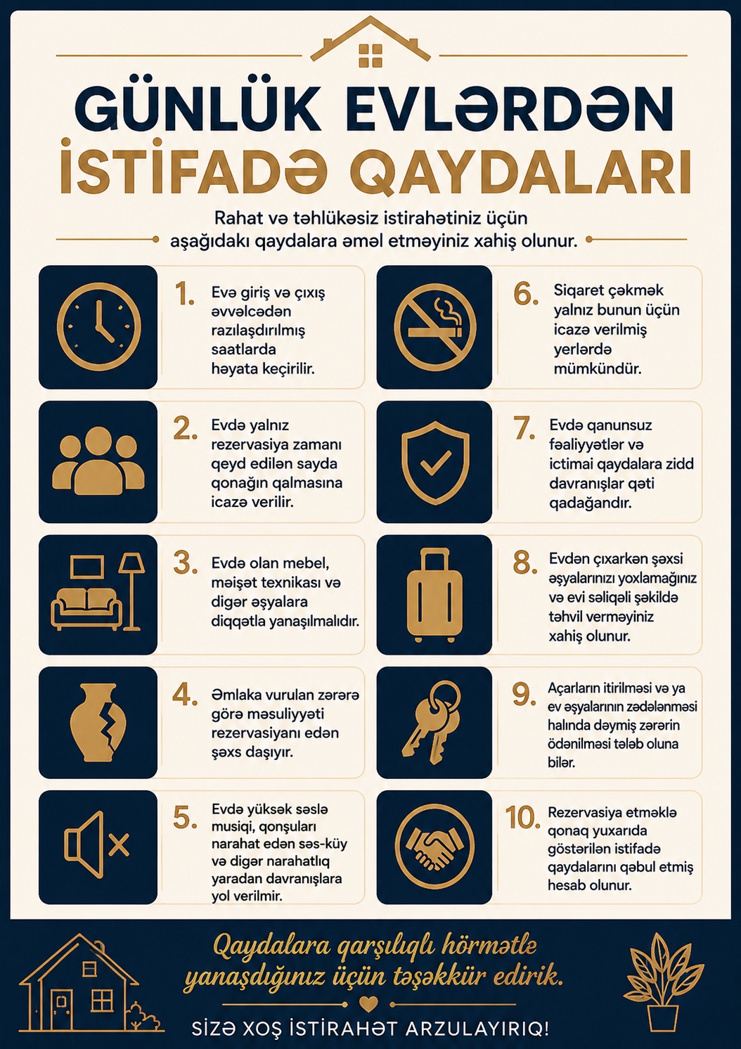 GÜNLÜK EVLƏRDƏN İSTİFADƏ QAYDALARI